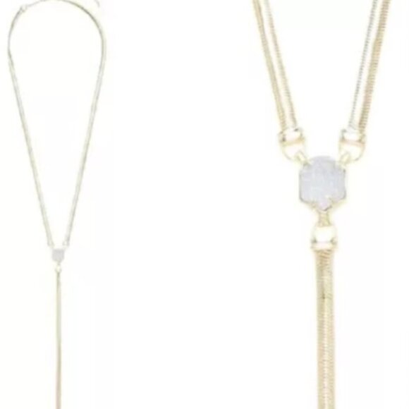 KENDRA SCOTT STARLA LONG Y NECKLACE IRIDESCENT DRUSY STONE - Picture 5 of 6